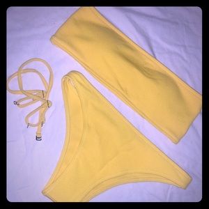 Strapless Yellow Bikini